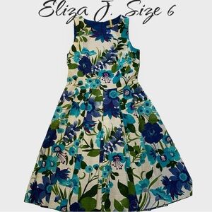 Eliza J Brand. Size 6. Silk cotton blend, royal blue silk lined.